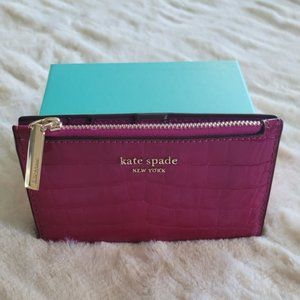 Kate Spade New York small slim bifold wallet, EUC, Magenta